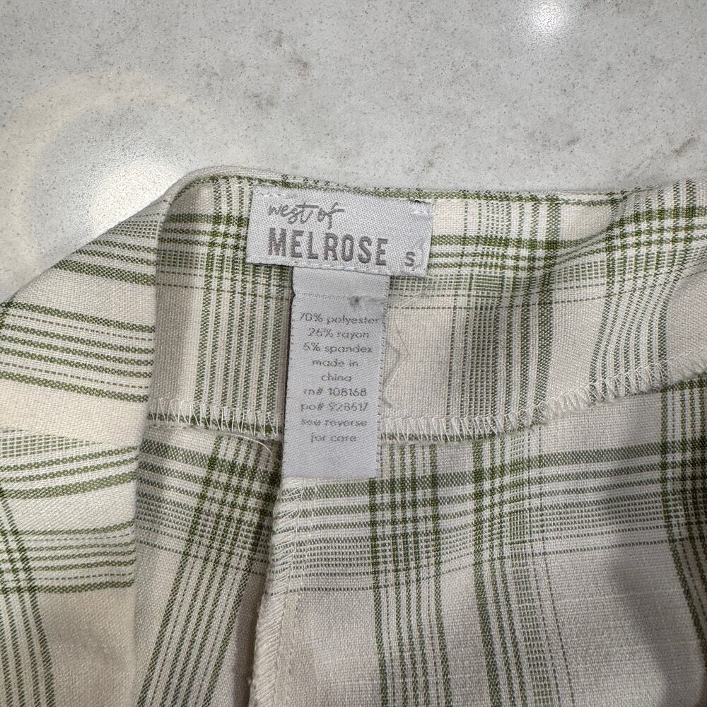 Green Plaid Straight Leg Pants Women's Small Minimalist Academia Coastal Cottage - Picture 7 of 13